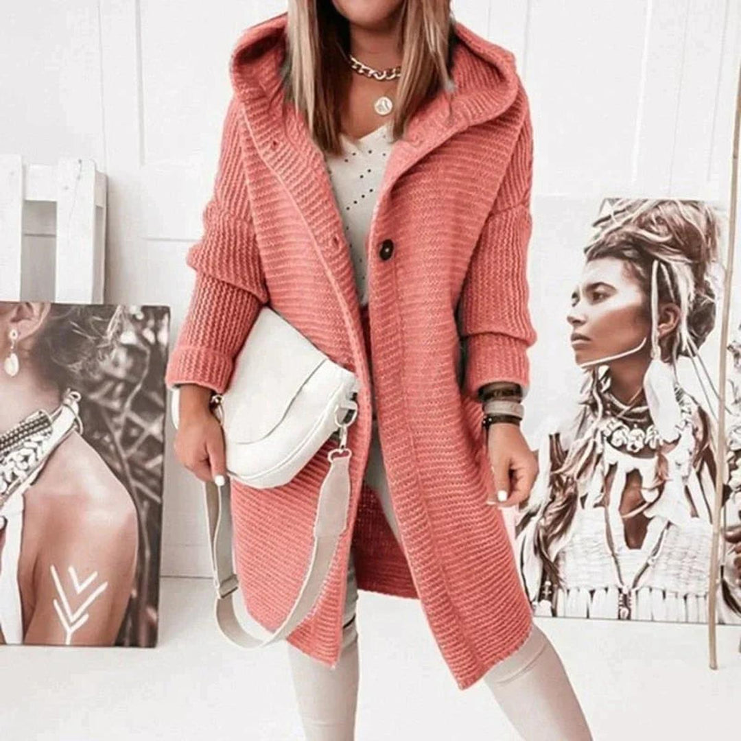 Drune | Langer Warmer Kapuzenpullover Strickstrickjacke