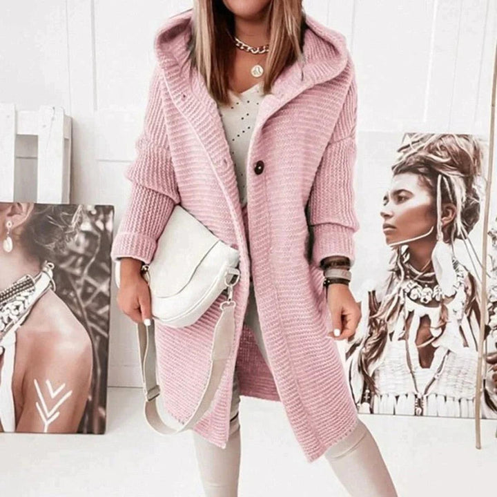 Drune | Langer Warmer Kapuzenpullover Strickstrickjacke