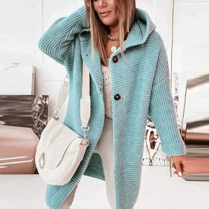 Drune | Langer Warmer Kapuzenpullover Strickstrickjacke