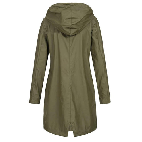 Drune | Langer Damen Herbstmantel mit Hohem Kragen und Knopfverschluss