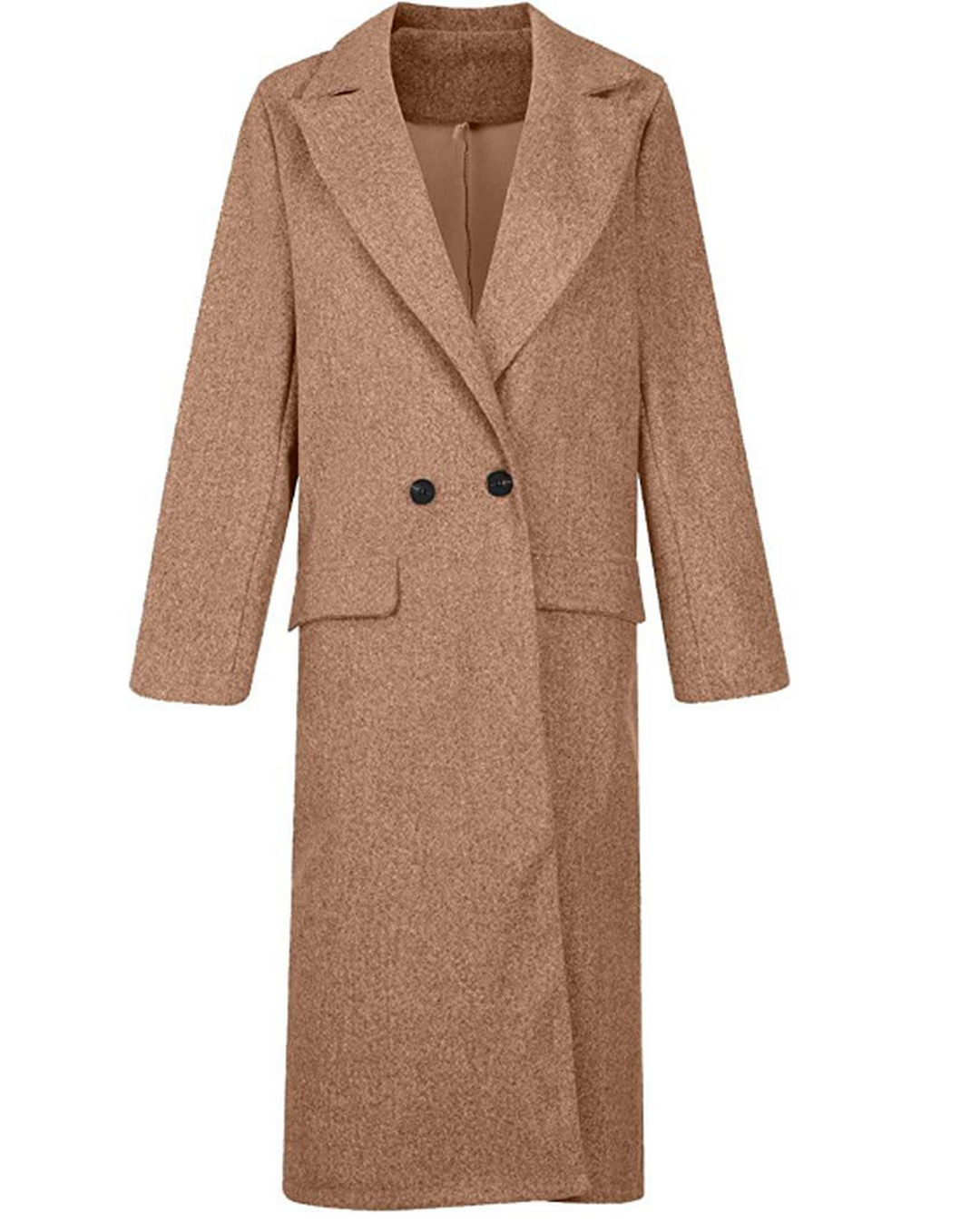 Drune | Langer Damen Wollmischmantel mit Knopfleiste und Seitlichen Taschen