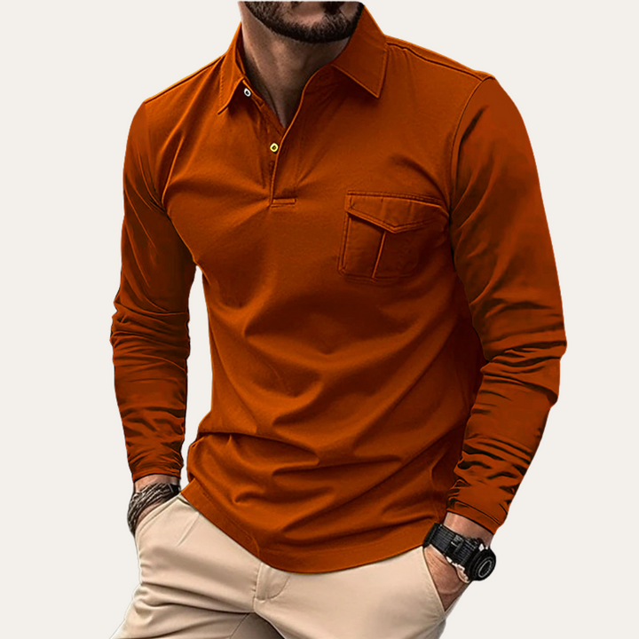 Drune | Langarm-Polo-Shirt für Männer - Zeitloses Design