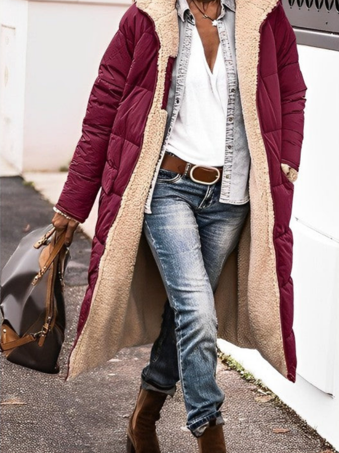 Drune | Langer Wintermantel für Damen, mit Kapuze - Winter