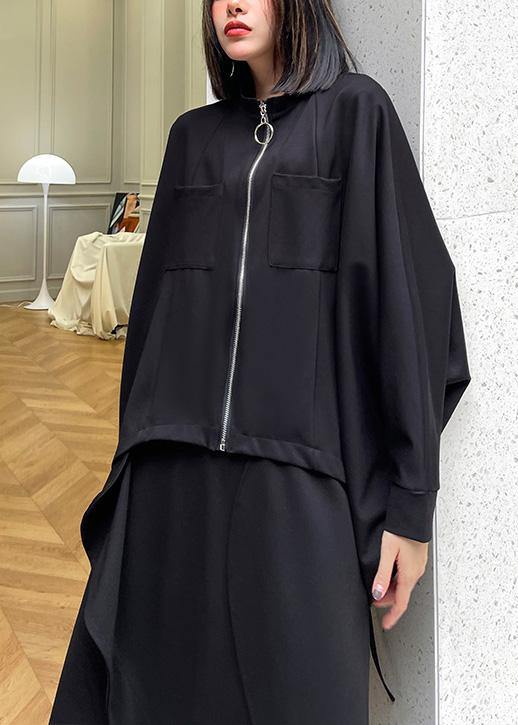 Drune | Schwarze Taschen mit Reißverschluss Jacken