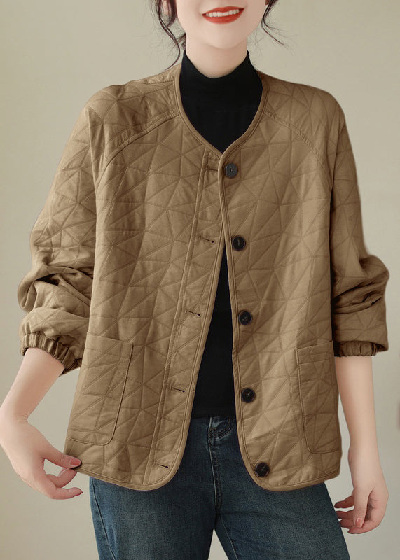Drune | Khaki Knopf Taschen Dicke Mäntel Lange Ärmel