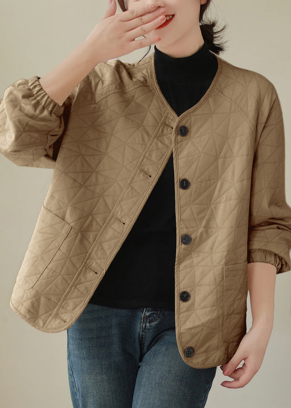Drune | Khaki Knopf Taschen Dicke Mäntel Lange Ärmel