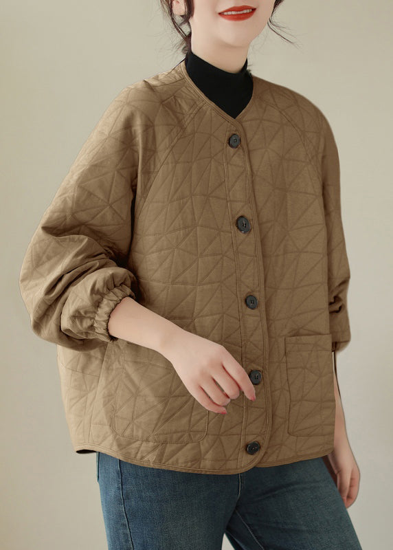 Drune | Khaki Knopf Taschen Dicke Mäntel Lange Ärmel