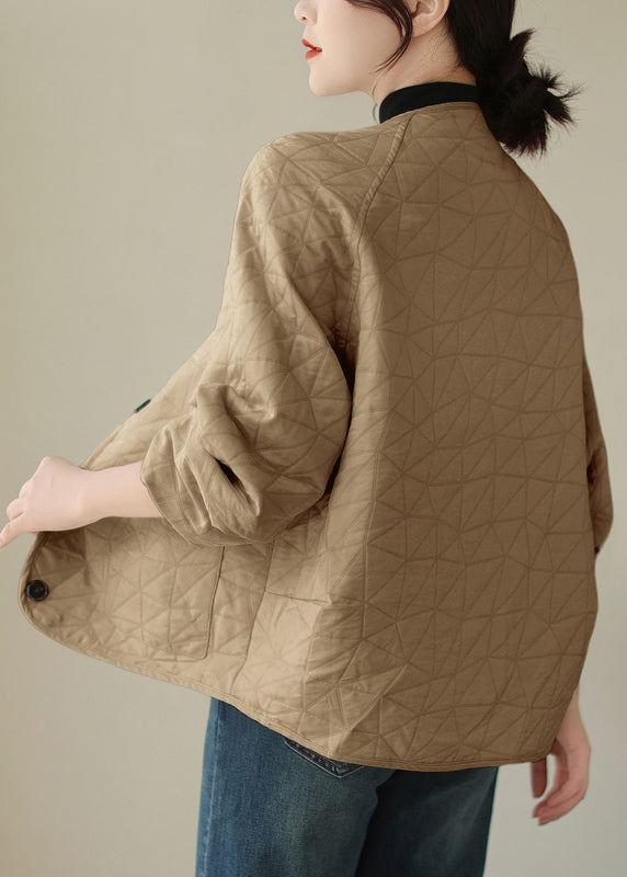 Drune | Khaki Knopf Taschen Dicke Mäntel Lange Ärmel