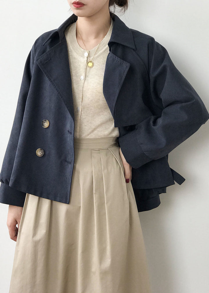 Drune | Khaki Peter Pan-Kragen Patchwork Knopf Trenchcoats Frühling