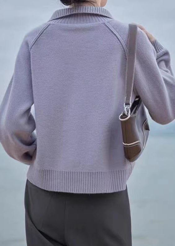 Drune | Hellgrüner Zip-Up Patchwork Strickmantel mit langen Ärmeln