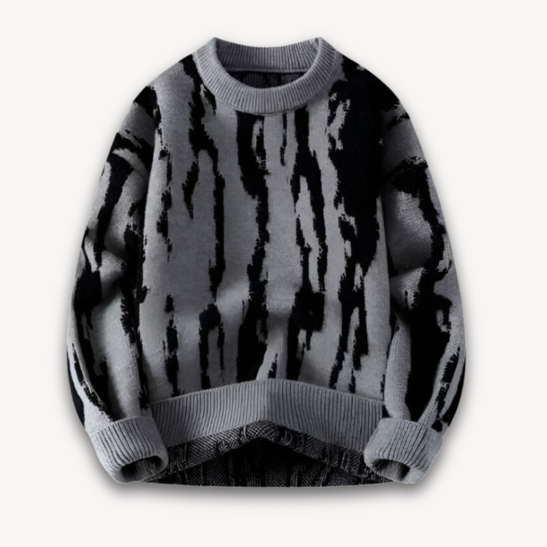 Drune | Herrenpullover aus Merinowolle - Abstraktes Muster, warmer Winterpullover, weicher und leichter Strick, Freizeitkleidung für Erwachsene