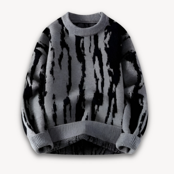 Drune | Herrenpullover aus Merinowolle - Abstraktes Muster, warmer Winterpullover, weicher und leichter Strick, Freizeitkleidung für Erwachsene