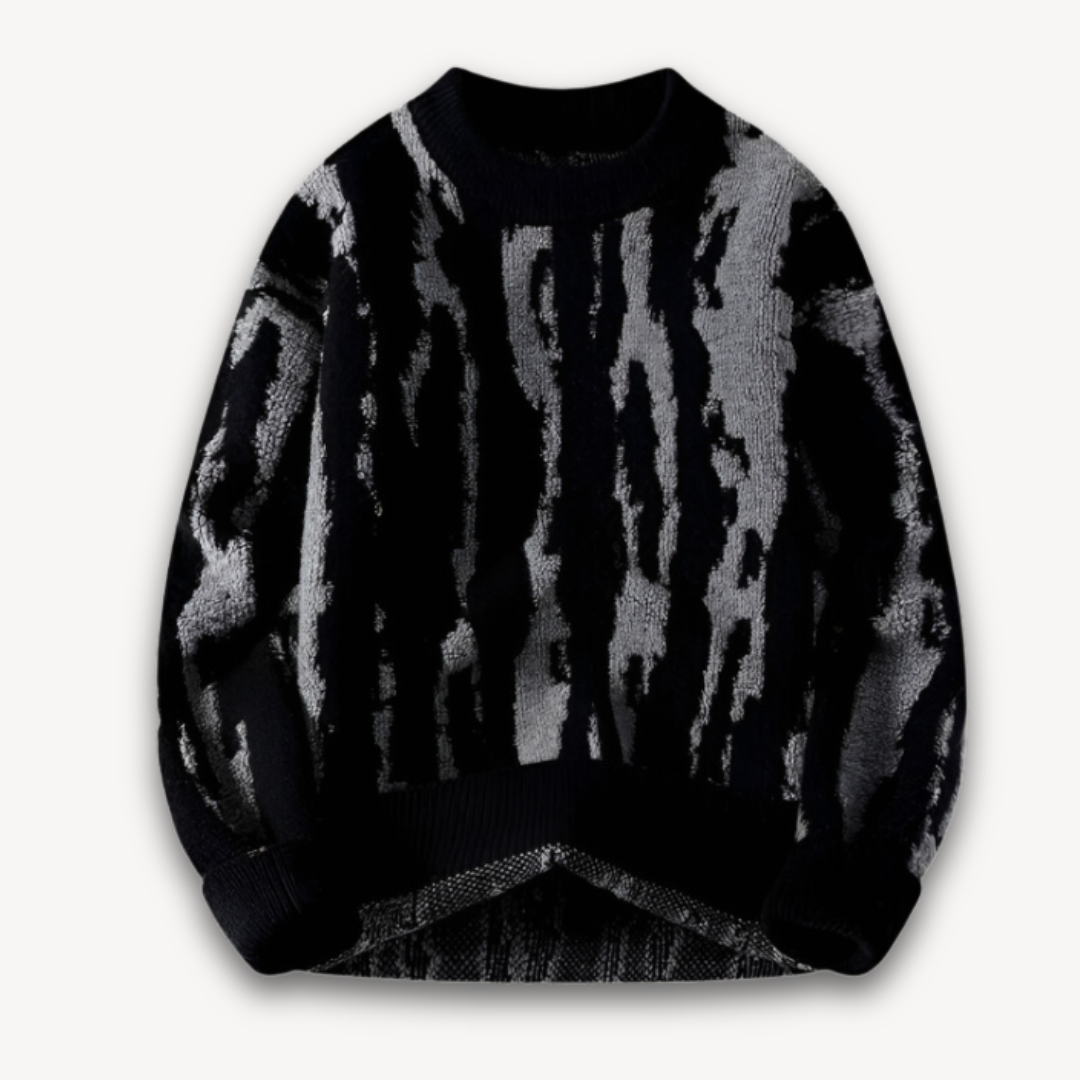 Drune | Herrenpullover aus Merinowolle - Abstraktes Muster, warmer Winterpullover, weicher und leichter Strick, Freizeitkleidung für Erwachsene