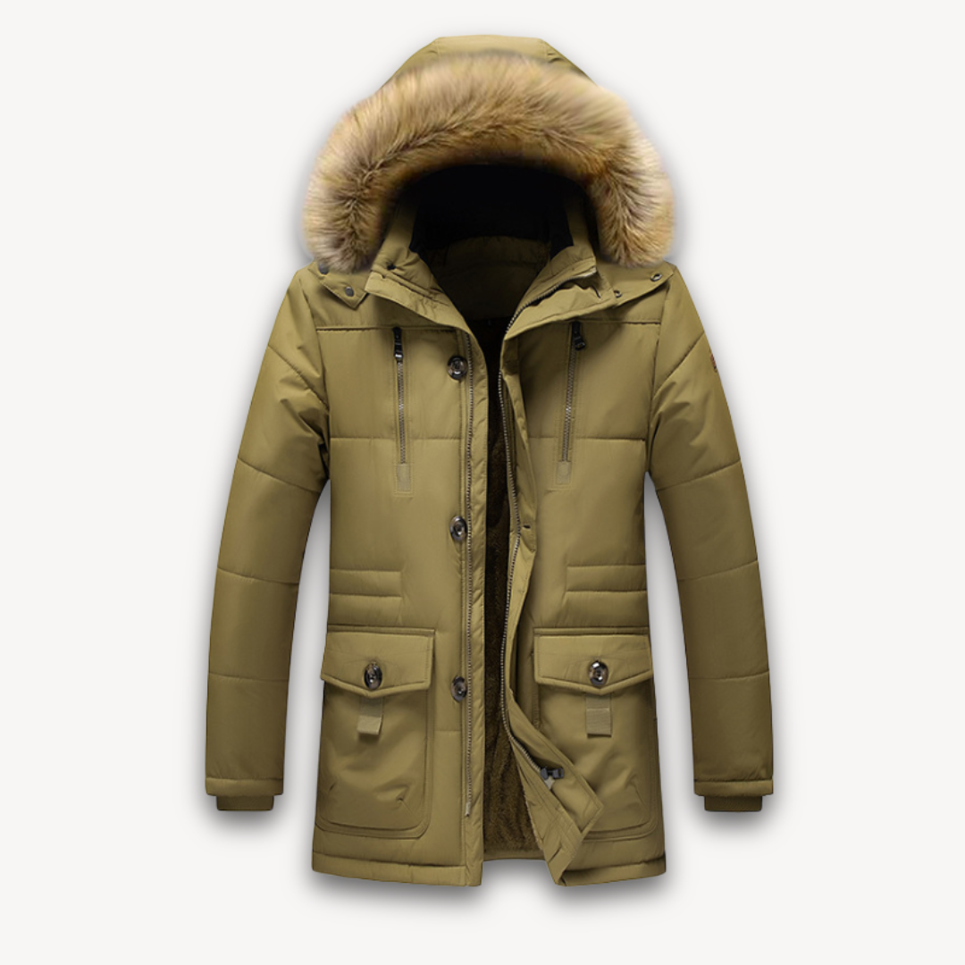 Drune | Wasserdichte Winterjacke für Herren - Kapuze aus Kunstpelz