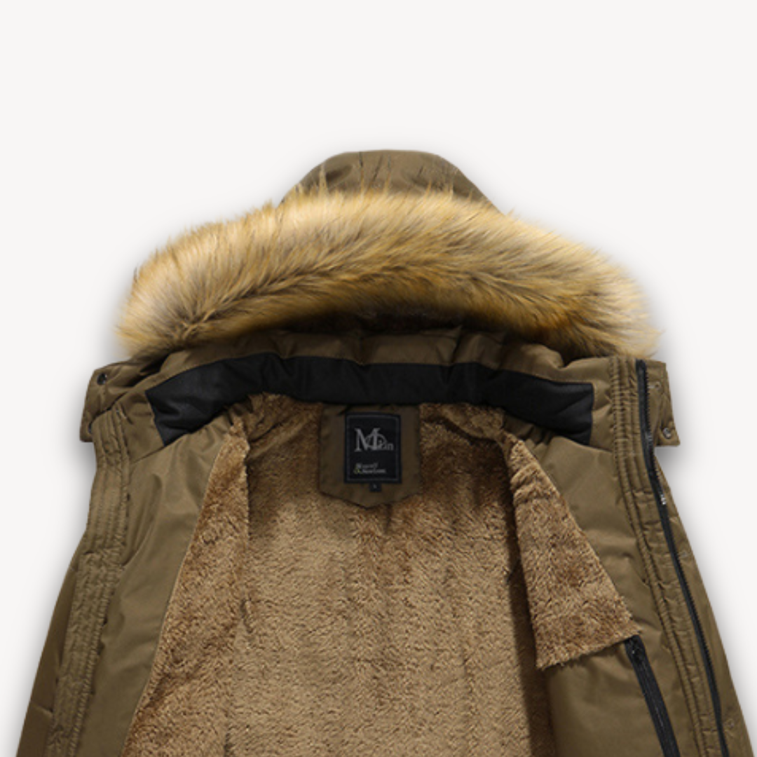 Drune | Wasserdichte Winterjacke für Herren - Kapuze aus Kunstpelz