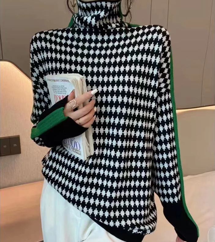 Drune | Eleganter Pullover mit schwarz-weißem Karomuster