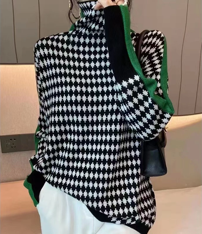 Drune | Eleganter Pullover mit schwarz-weißem Karomuster