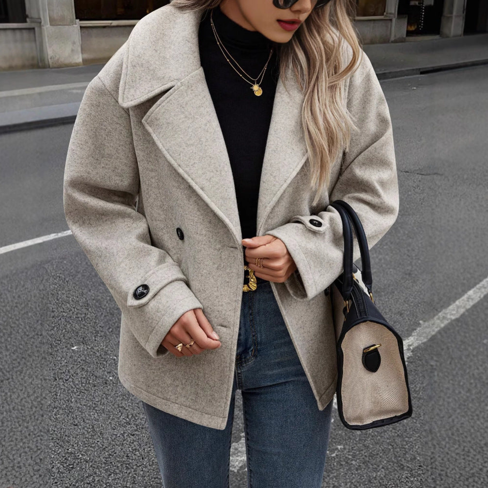 Drune | Damen Lockere Jacke Aus Wollmix mit Knopfverschluss