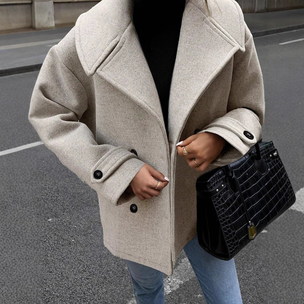 Drune | Damen Lockere Jacke Aus Wollmix mit Knopfverschluss