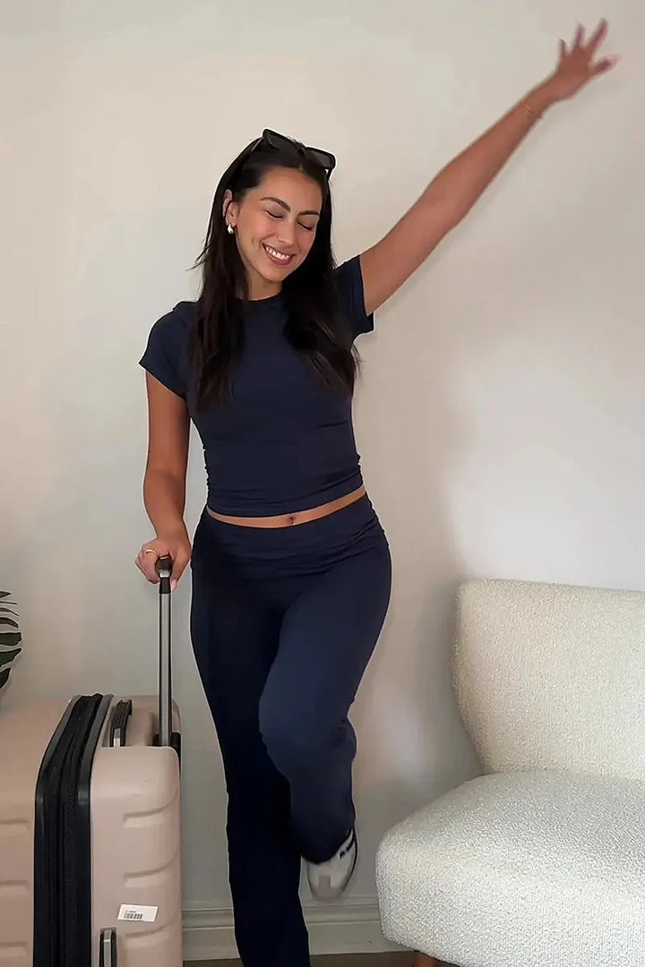 Drune | Set Bequeme, dehnbare Schlaghosen für Frauen Loungewear