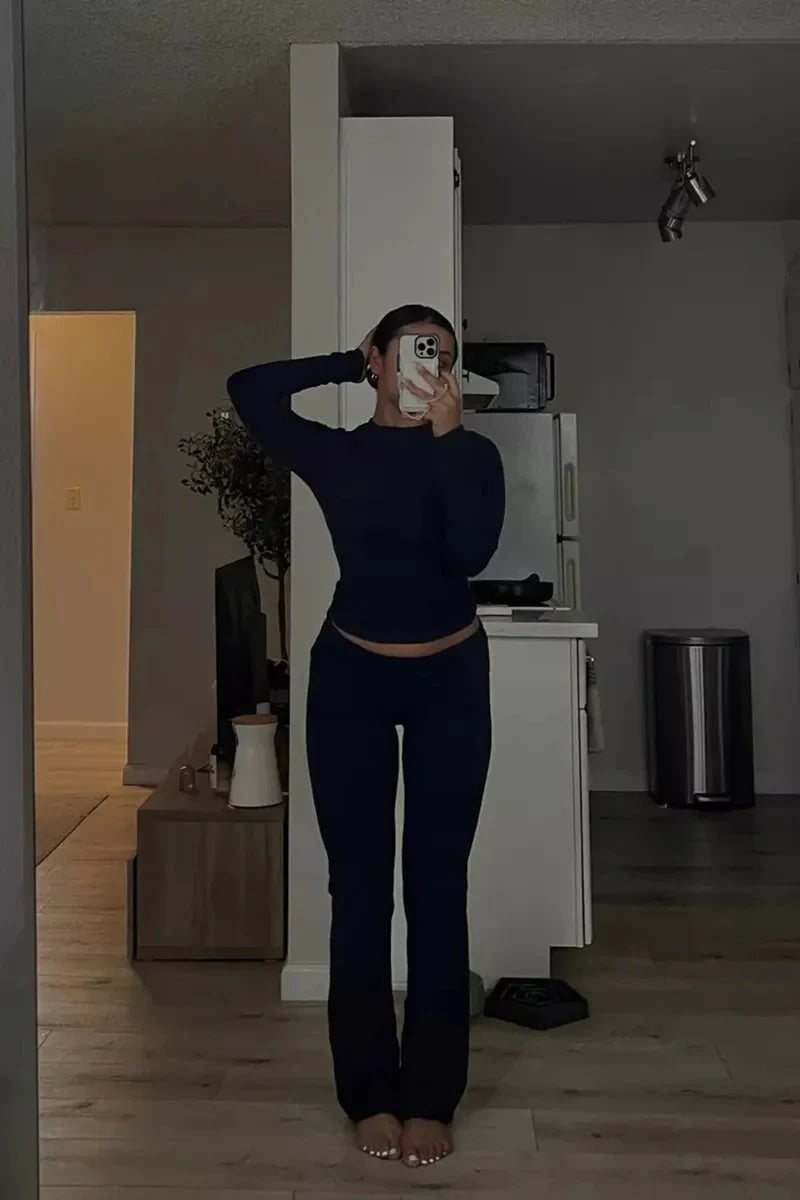 Drune | Set Bequeme, dehnbare Schlaghosen für Frauen Loungewear