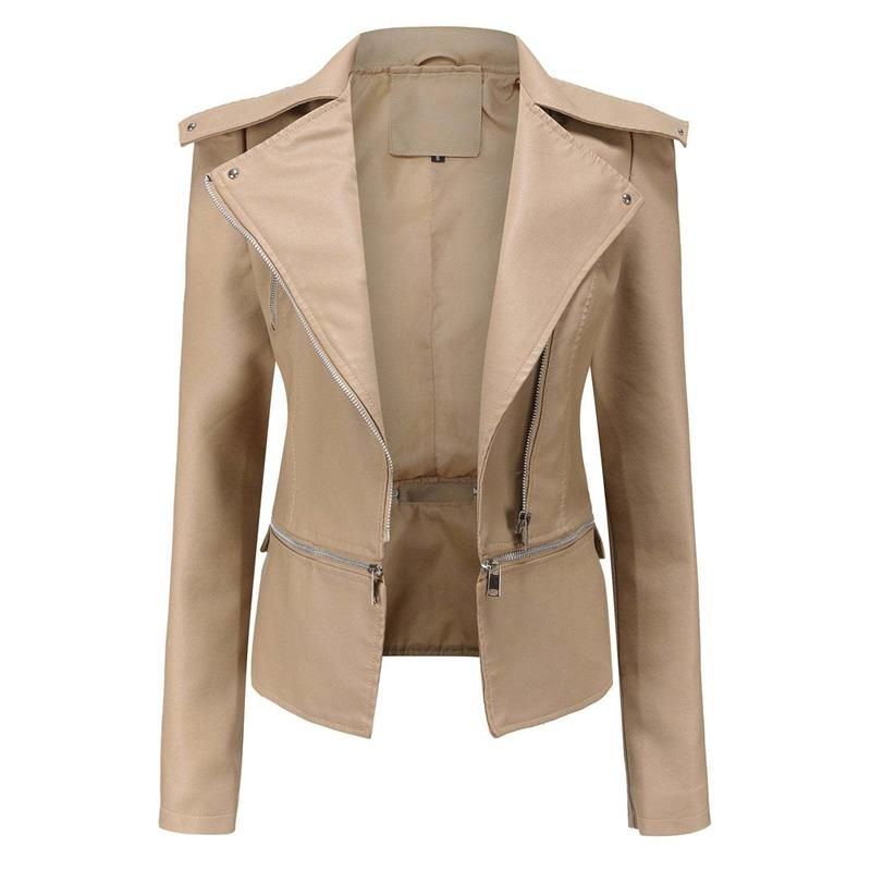 Drune | Gothic Soft Leather Jacket with Lapel and Breathable Zipper Design