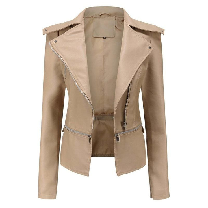 Drune | Gothic Soft Leather Jacket with Lapel and Breathable Zipper Design