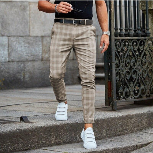 Drune | Chinos Slim Fit Schmal Zulaufende Beine Atmungsaktiver Stoff Karomuster