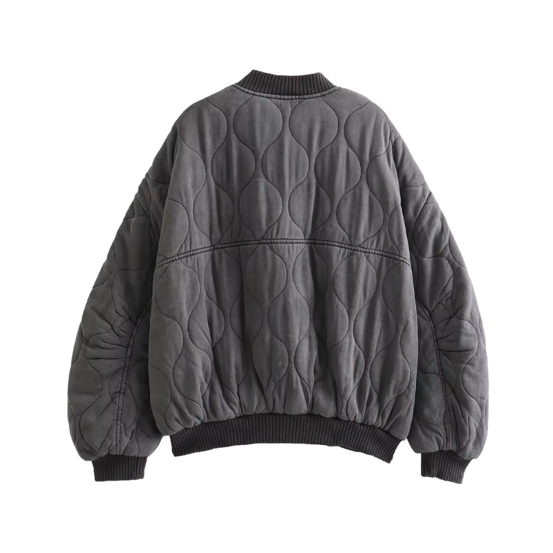 Drune | Graue Oversized Leichte Bomberjacke