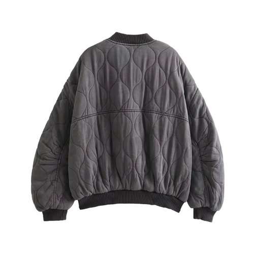 Drune | Graue Oversized Leichte Bomberjacke