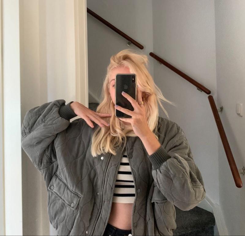 Drune | Graue Oversized Leichte Bomberjacke