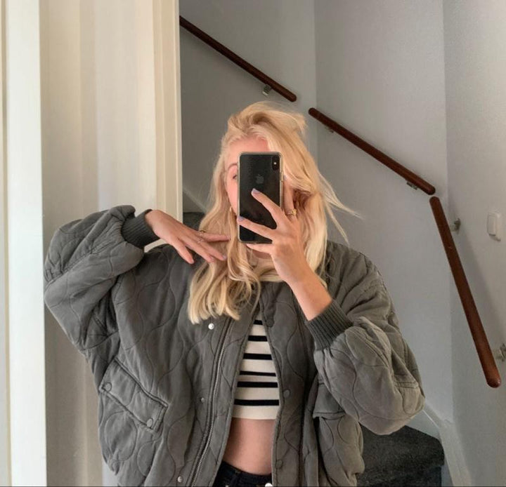 Drune | Graue Oversized Leichte Bomberjacke