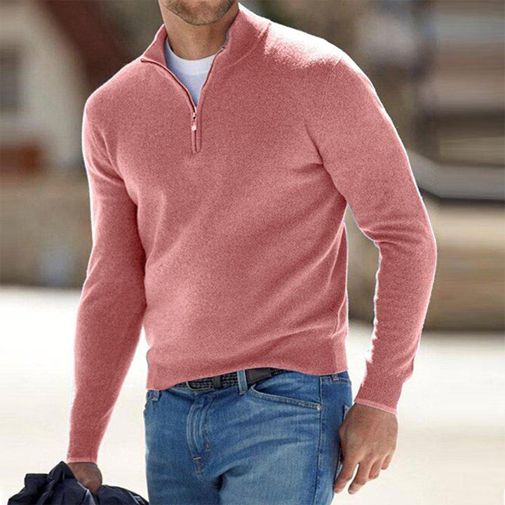 Drune | Slim Fit Leichter Baumwollmix Halber Reißverschluss Lässiger Stil