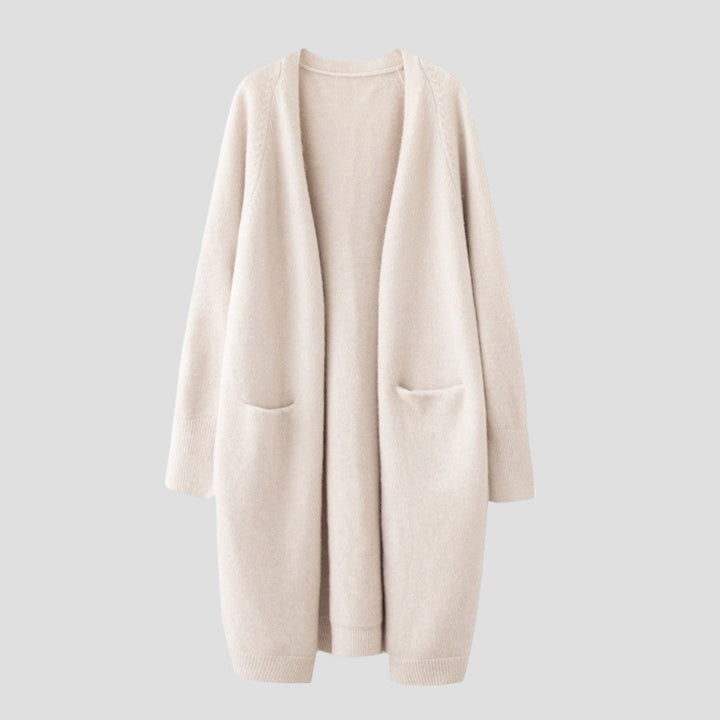 Drune | Damen Cashmere Cardigan mit langer offener Vorderseite und Taschen