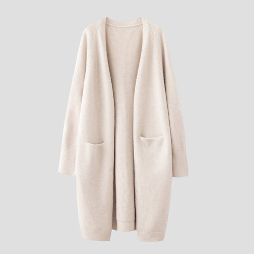 Drune | Damen Cashmere Cardigan mit langer offener Vorderseite und Taschen
