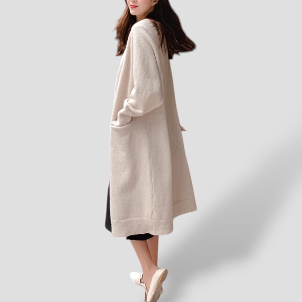 Drune | Damen Cashmere Cardigan mit langer offener Vorderseite und Taschen