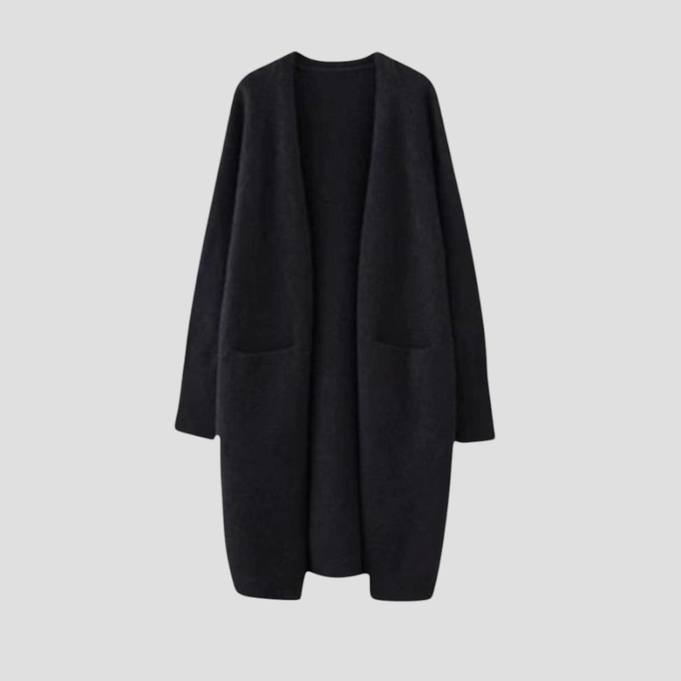 Drune | Damen Cashmere Cardigan mit langer offener Vorderseite und Taschen