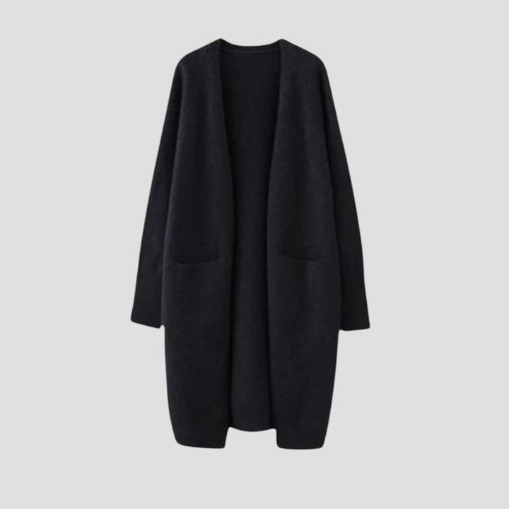 Drune | Damen Cashmere Cardigan mit langer offener Vorderseite und Taschen
