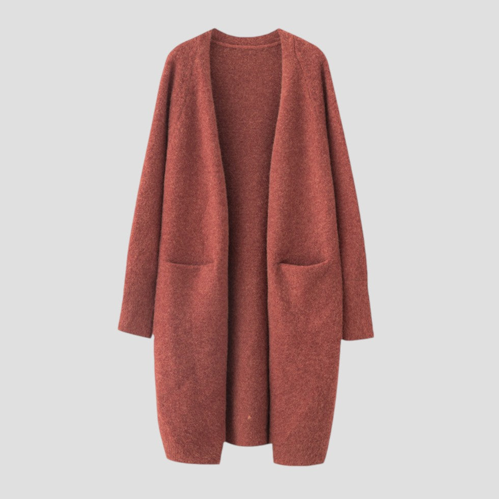 Drune | Damen Cashmere Cardigan mit langer offener Vorderseite und Taschen