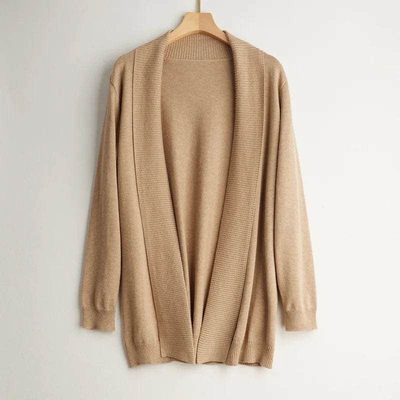 Drune | Damen Kaschmir Cardigan mit offener Vorderseite und langen Ärmeln