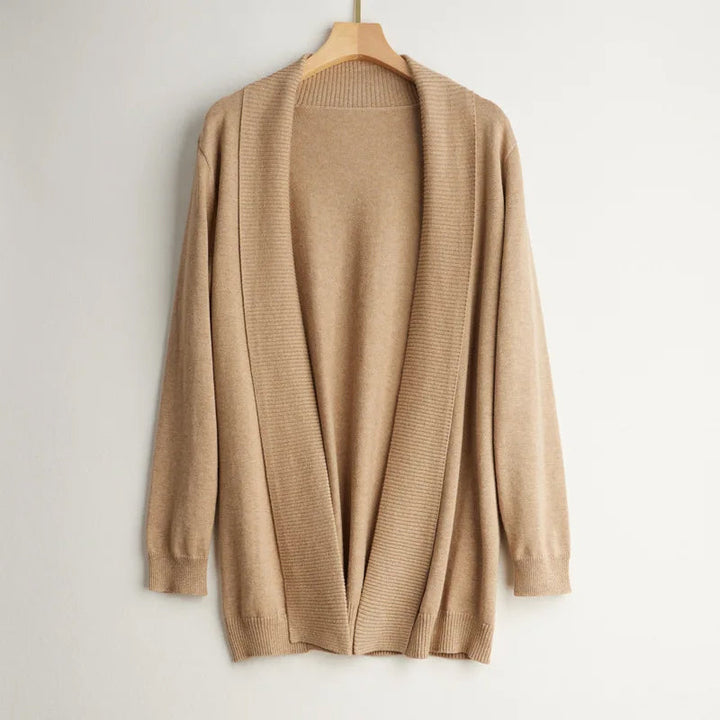 Drune | Damen Kaschmir Cardigan mit offener Vorderseite und langen Ärmeln