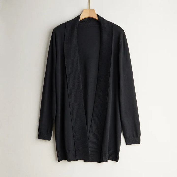 Drune | Damen Kaschmir Cardigan mit offener Vorderseite und langen Ärmeln