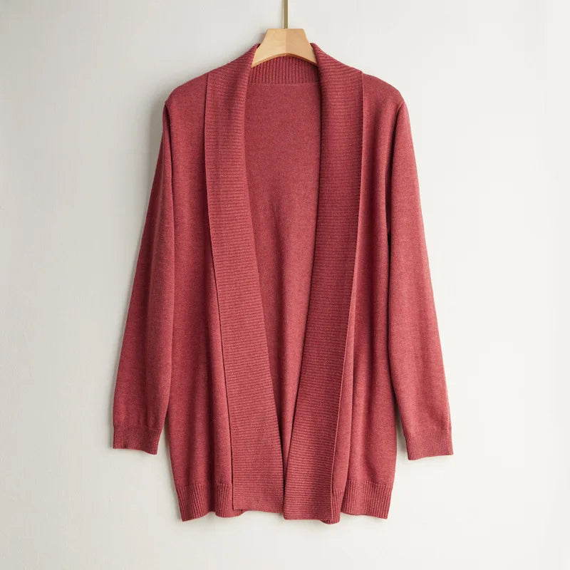 Drune | Damen Kaschmir Cardigan mit offener Vorderseite und langen Ärmeln