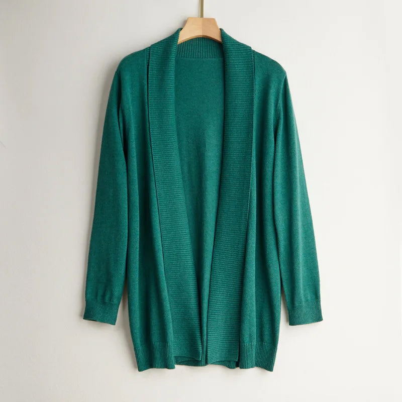 Drune | Damen Kaschmir Cardigan mit offener Vorderseite und langen Ärmeln