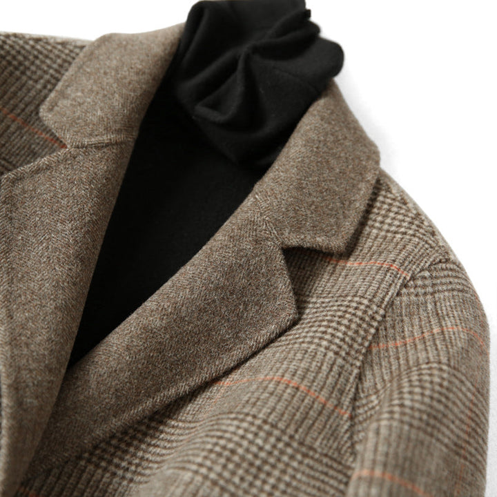 Drune | Damen Woll-Winterjacke mit Karomuster und Reverskragen