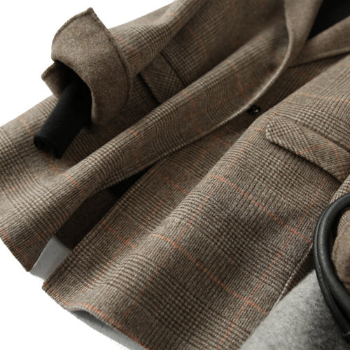 Drune | Damen Woll-Winterjacke mit Karomuster und Reverskragen