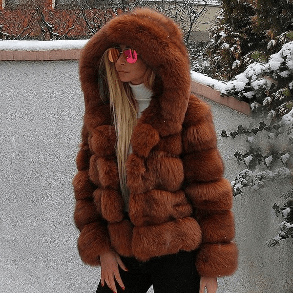 Drune | Damen Oversized Teddyjacke mit Kapuze