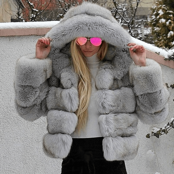 Drune | Damen Oversized Teddyjacke mit Kapuze