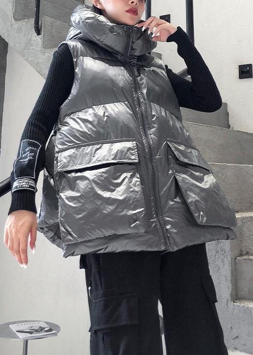 Drune | lässige Jacken & Mäntel ärmellose Wintermäntel Silber dicke Winter Frauen Parka