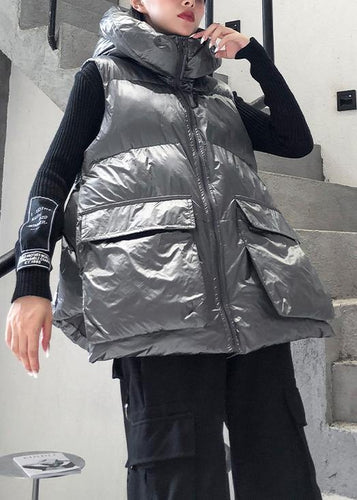 Drune | lässige Jacken & Mäntel ärmellose Wintermäntel Silber dicke Winter Frauen Parka